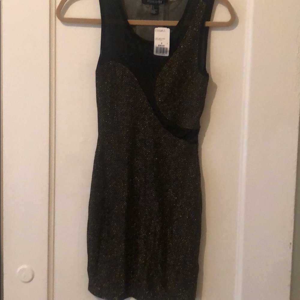Sexy Forever 21 black mesh and gold dress NWT
